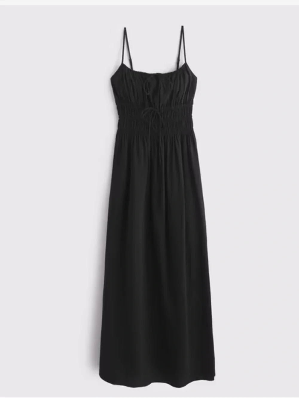 Abercrombie & Fitch Black Spaghetti-Strap Maxi Dress with Smocked Bodice